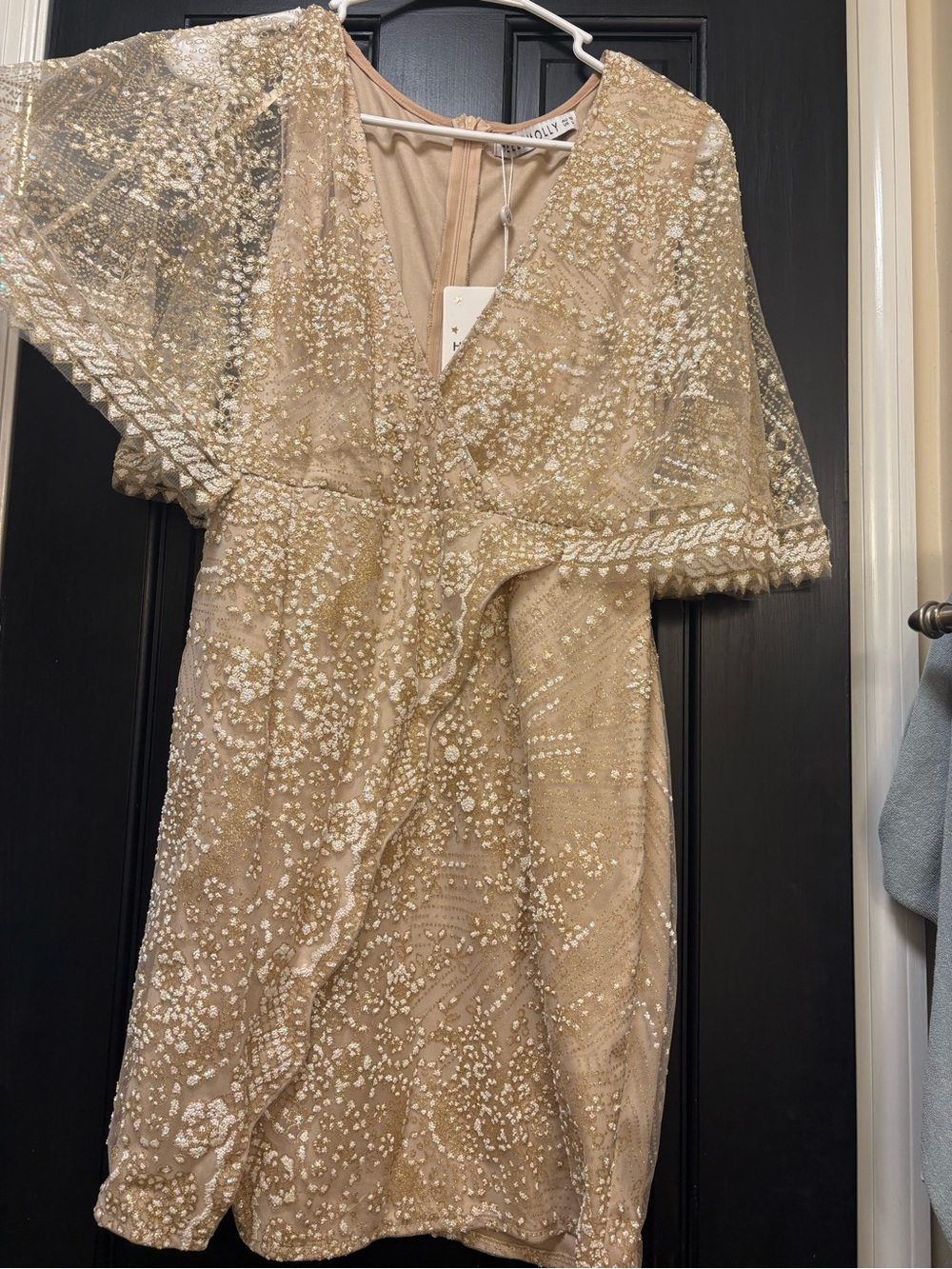 Hello Molly Champagne Sequin Mini Dress